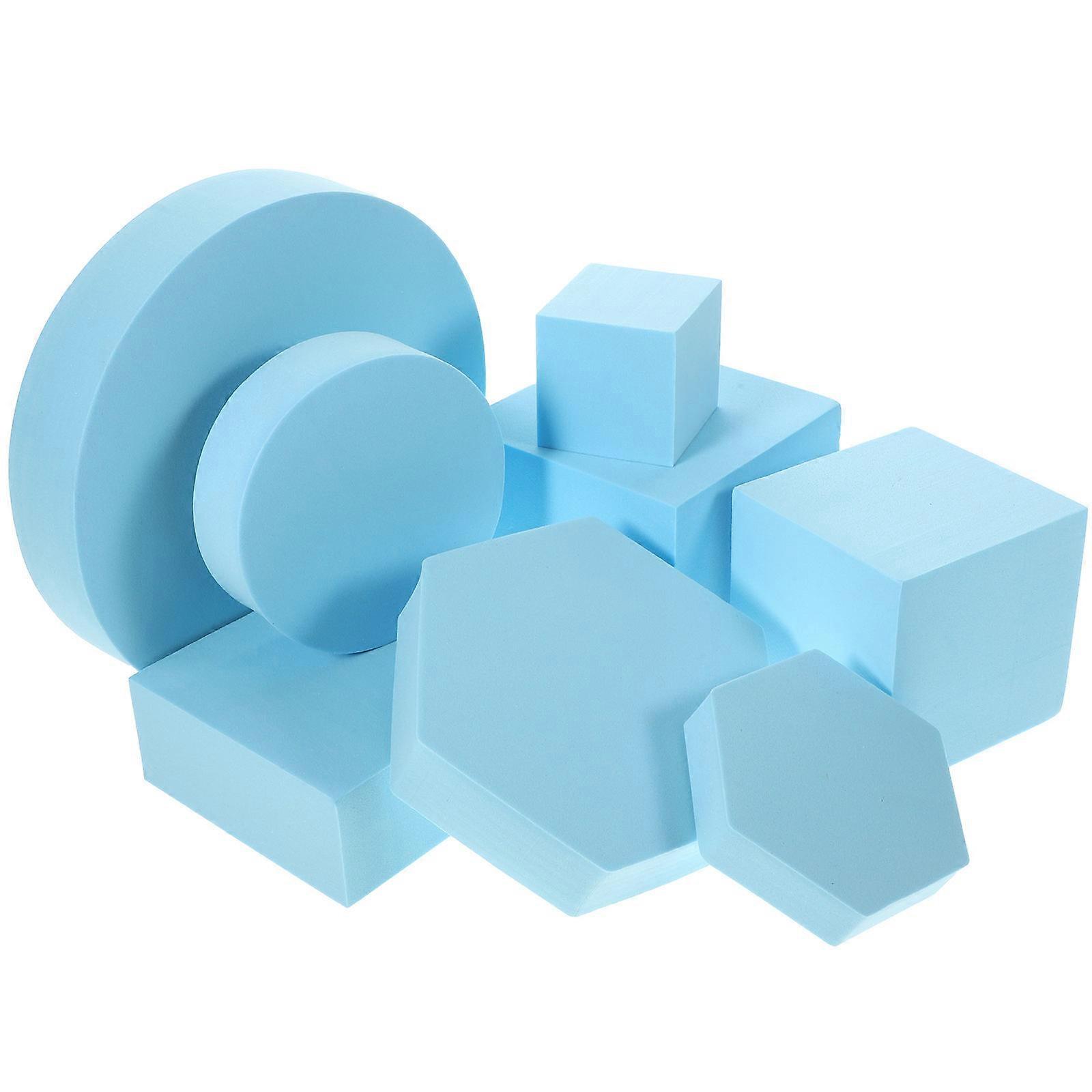 Sky-blue Foam Geometry Cube Photo Props for Photography 8pcs Durable Lightweight