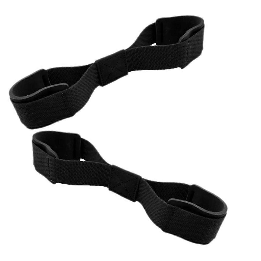 Black Gym Grip Straps for Fitness Use Durable Nylon Fabric Weight Lifting Wrist Supports