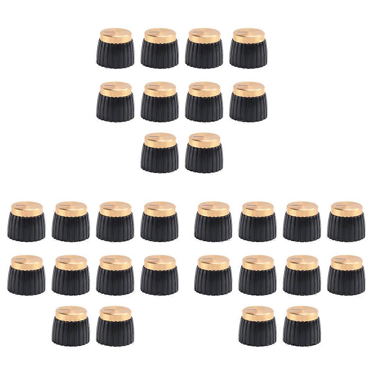 30x Guitar AMP Amplifier Knobs Push-on Black+Gold Cap for Amplifier