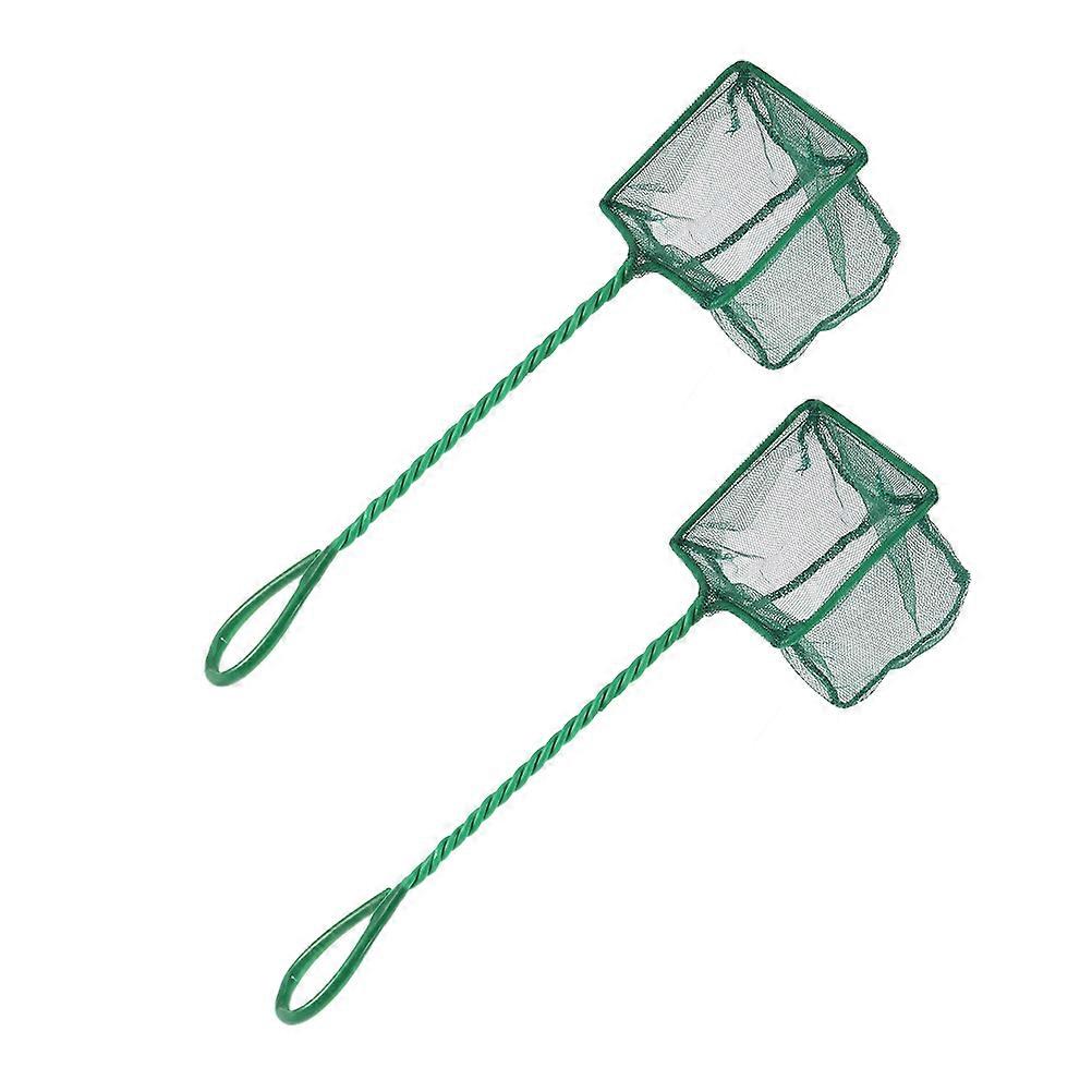 Fine Mesh Aquarium Fish Catch Net with Long Plastic Handle Square Design for Safe Fish and Shrimp Handling
