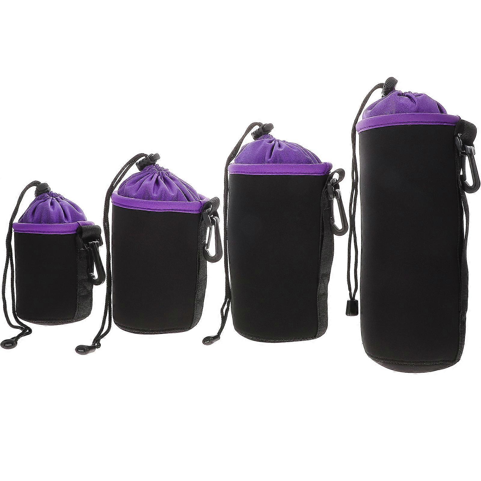Travel Camera Lens Case Shock Absorption SBR 14X9X9cm Square Design Photography Enthusiasts 4Pcs
