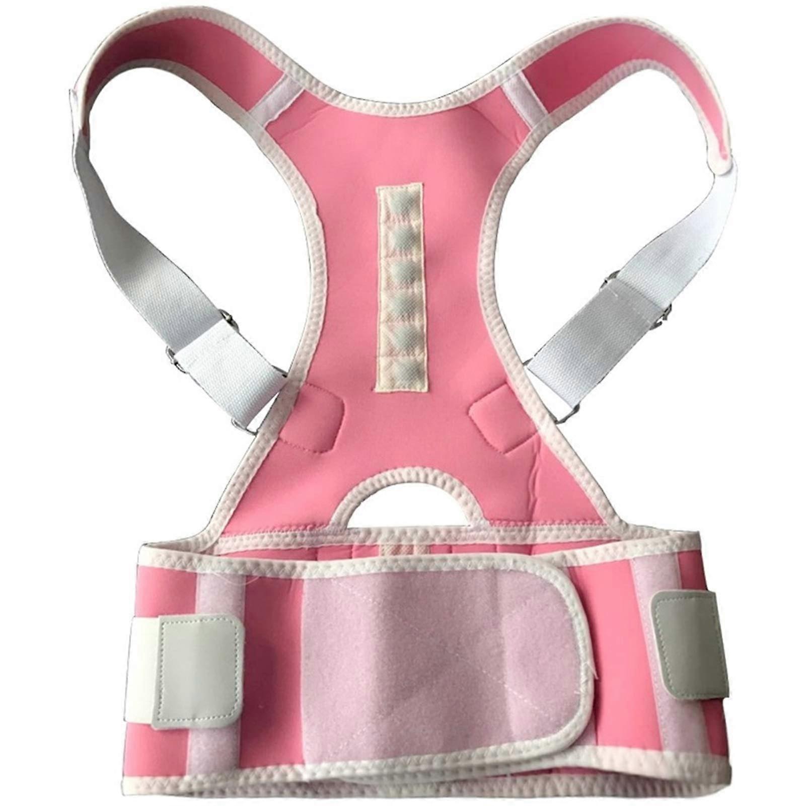 Posture Corrector Shoulder Brace Corset for Back Support, Orthopedic Lower Back Support Belt for Men and Women, Pink, Medium Size