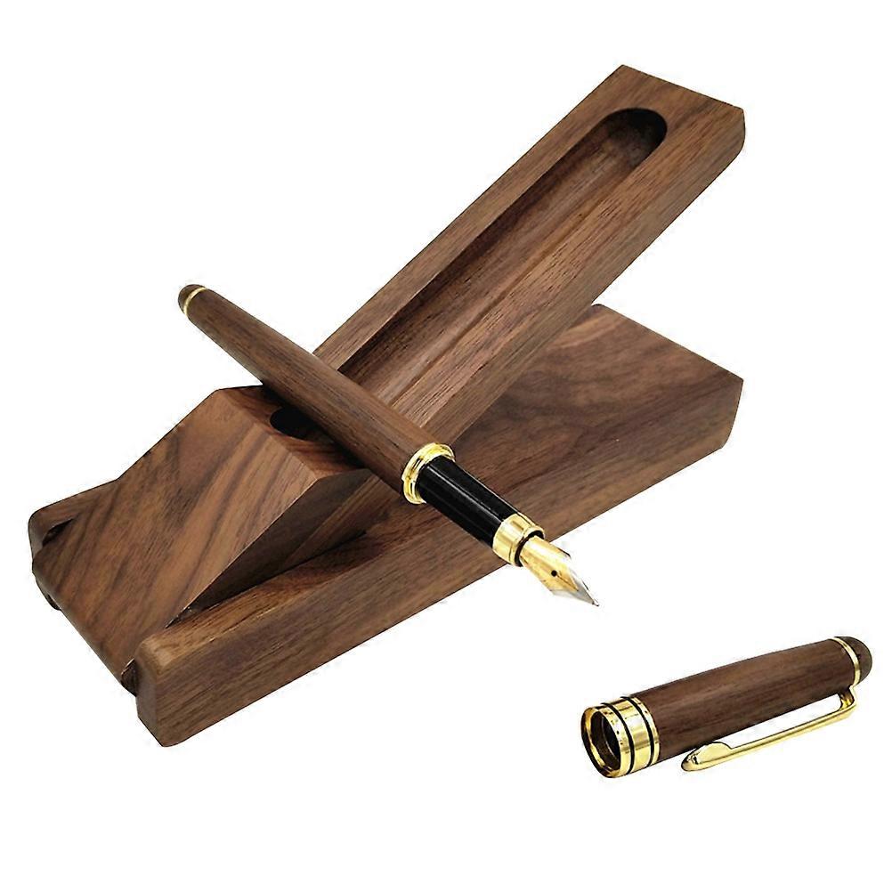 Fountain Pen Wood With Case For Work Business Elegant Calligraphy Accessory 1 Set