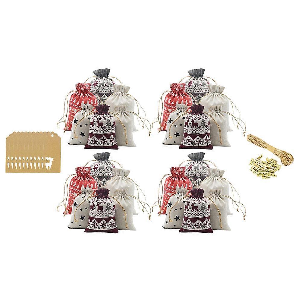 Decorative Christmas Gift Bags 24 Set Reusable Drawstring Pouches Perfect For Festive Occasions Candy Storage