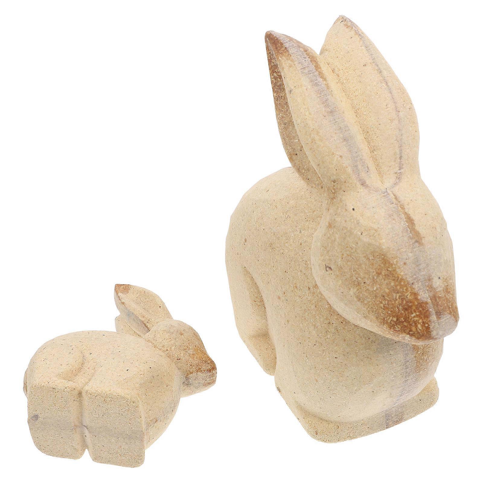 Wood Bunny Figurines for DIY Painting Rustic Crafts Multi Color Decorative Home Office Desk Ornaments 4 Inches