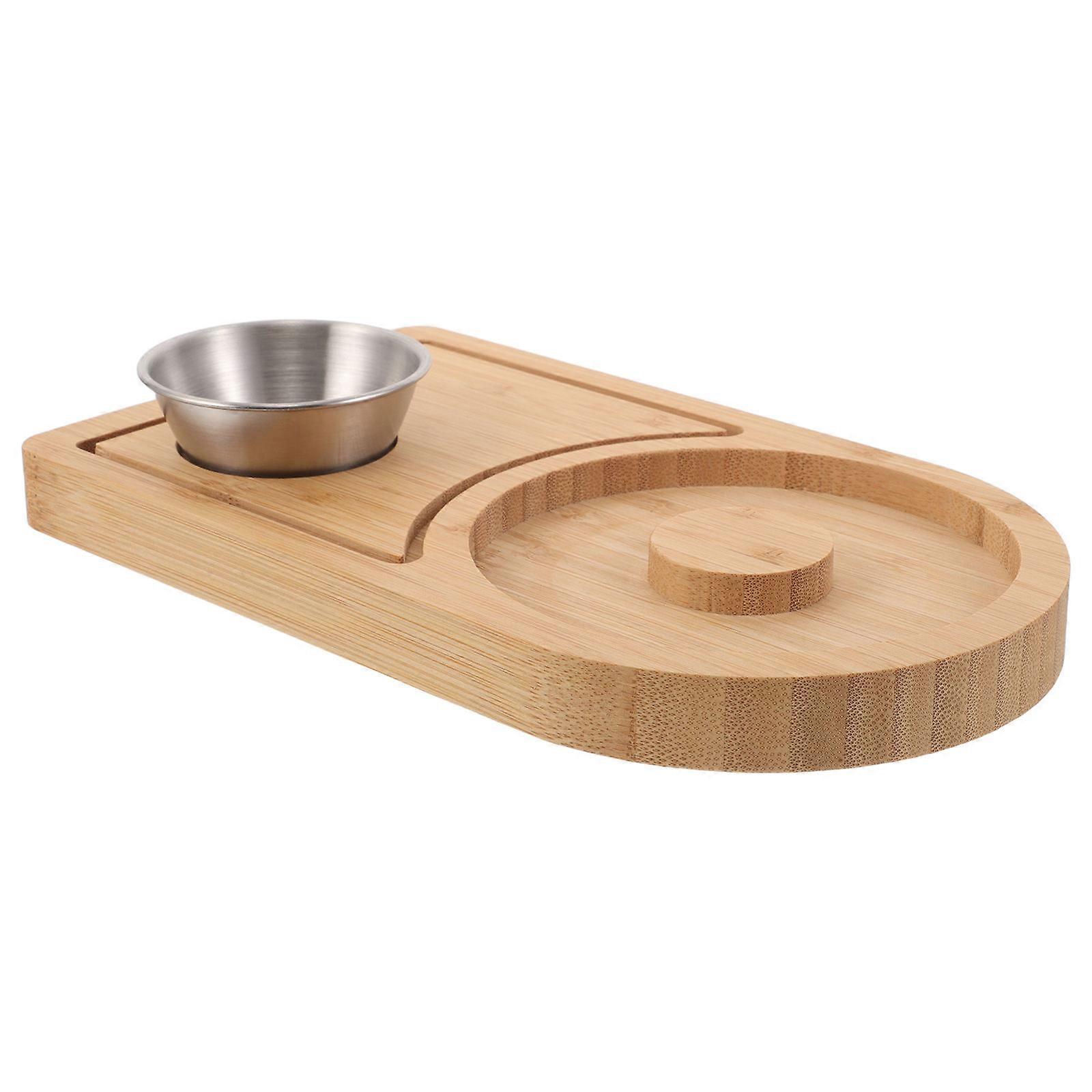 Bamboo Margarita Salt Tray with Integrated Sugar Rim – Efficient Cocktail Bar Accessory for Home and Professional Bartending Use