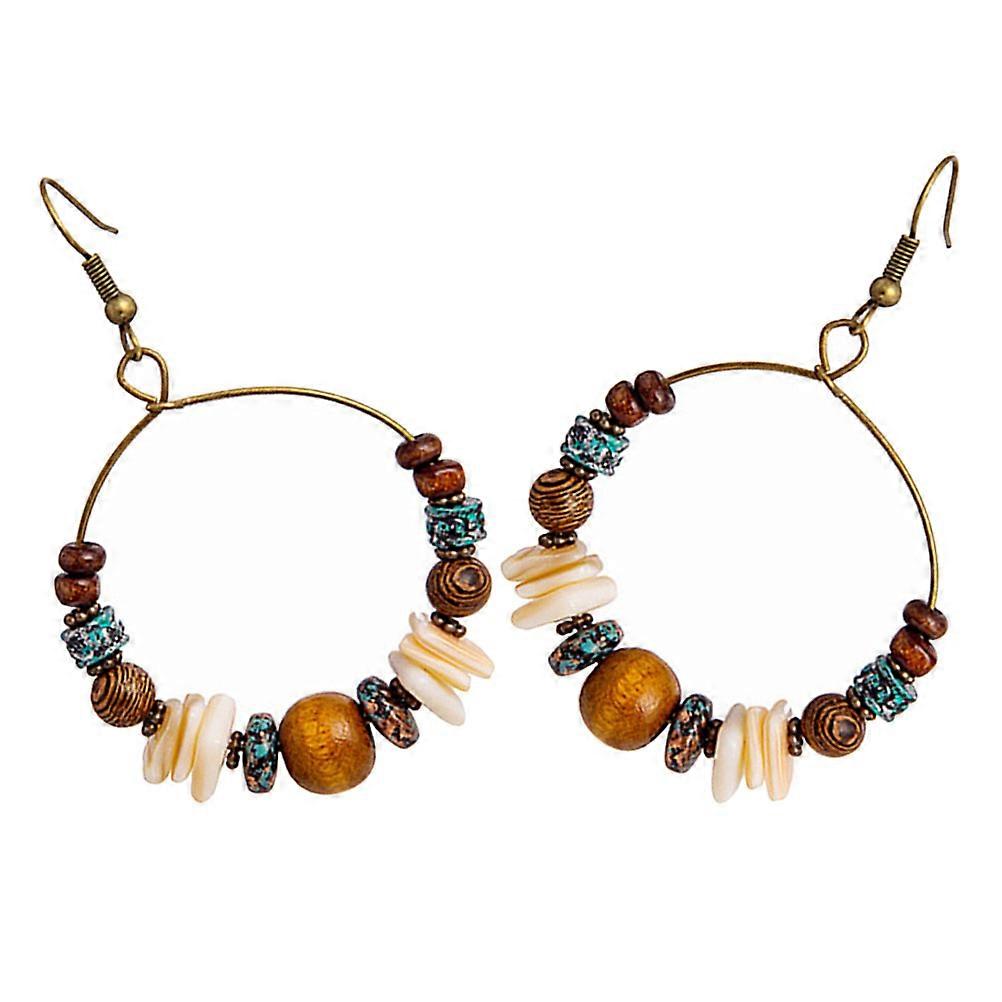1 Pair Multi Beaded Hoop Earrings with Comfortable Ear Hooks for Bohemian Style Decorative