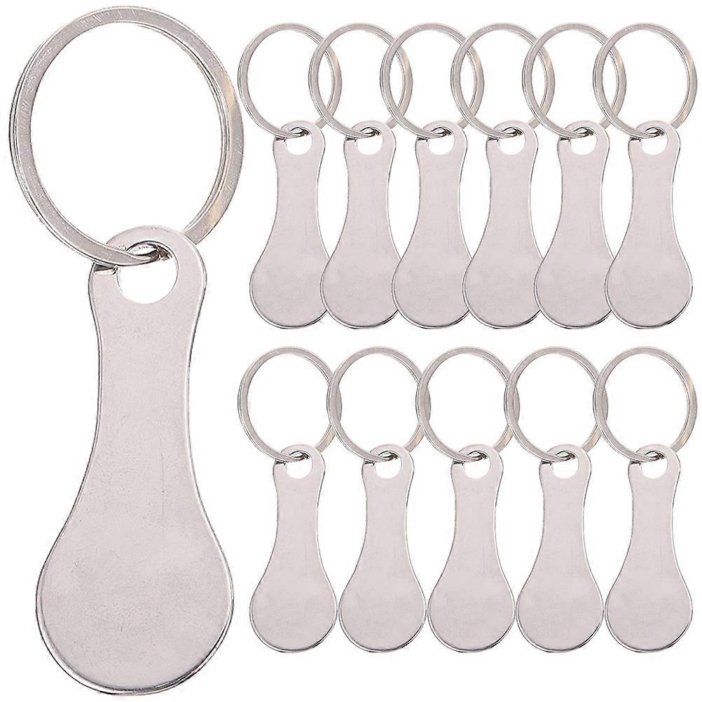12pcs Stainless Steel Shopping Cart Tokens with Compact Key Holder for Supermarket Trolley Access – Grocery Token Keyring for Easy Use