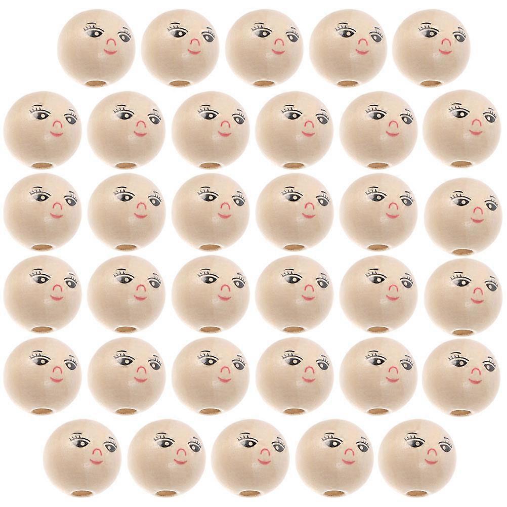 Round Smile Face Beads 100Pcs Wood Loose Beads Ideal For DIY Artists Gift Crafting And Classroom Decor Activities