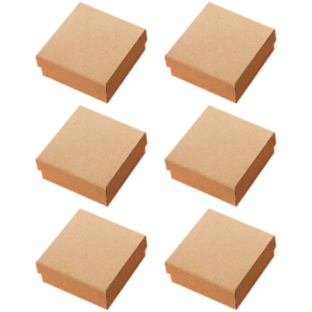 6pcs Jewelry Gift Paper Box Empty Earring Wrapping Case Solid Color Necklace Packing Box with Sponge Lining