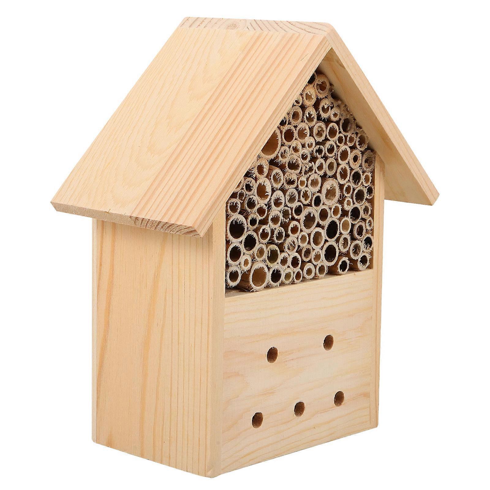 Wooden Hanging Bee House for Garden – Natural Habitat for Bees and Pollinators, Suitable for Gardeners and Beekeepers
