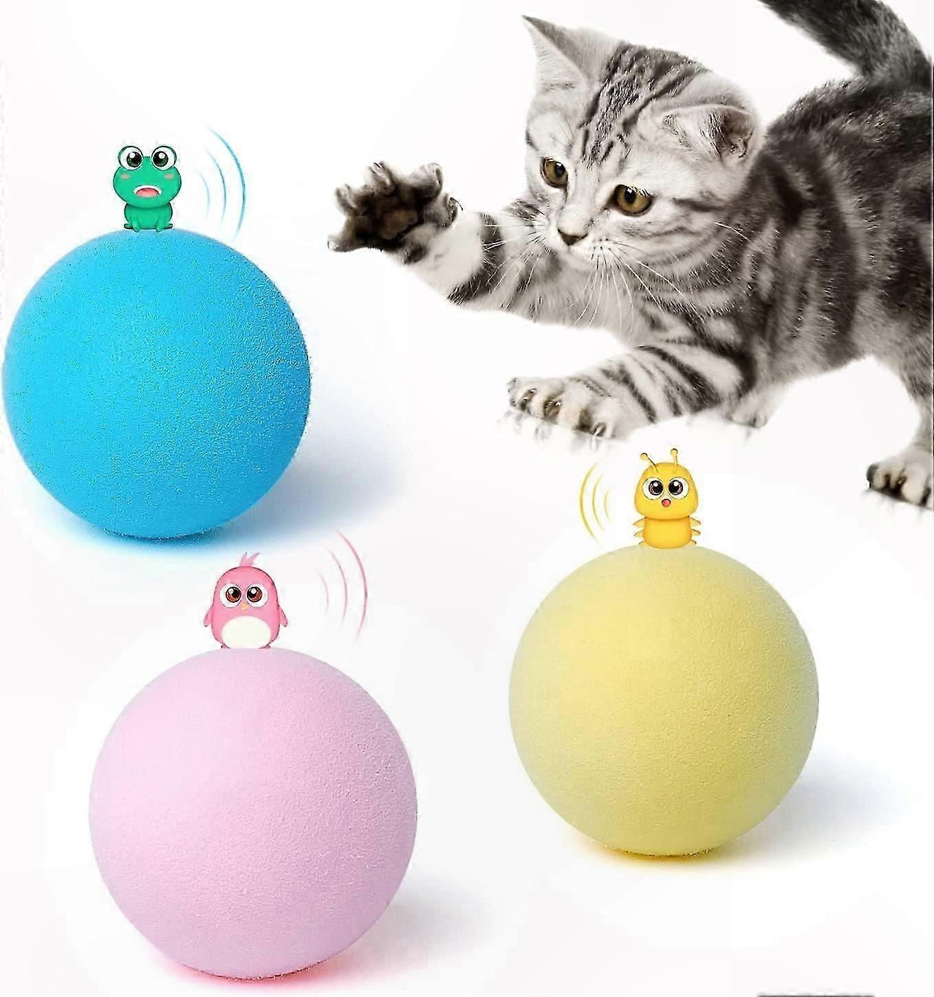 Interactive Cat Toy Balls with Catnip, 3-Pack Fluffy Kicker, Lifelike Sounds, SilverVine Catnip Chew Toys for Kittens and Cats