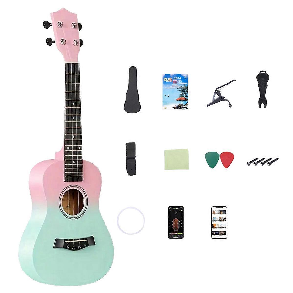 23-Inch Two-Tone Wooden Mini Guitar Four-String Ukulele A