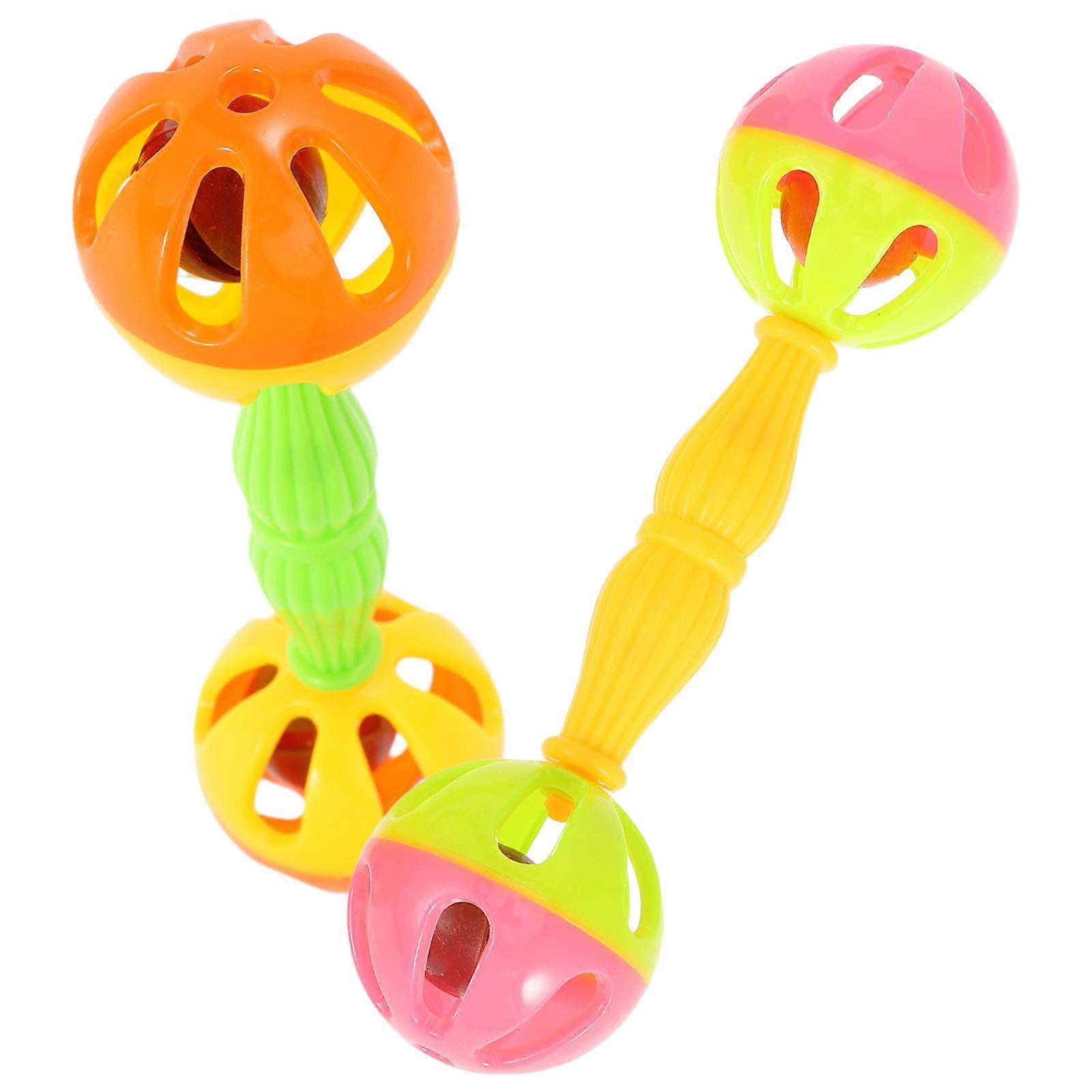 Small Bird Toys 2Pc Plastic Rattle Assorted Color Early Educational Instrument For Pet Parrots Auditory Training 2Set