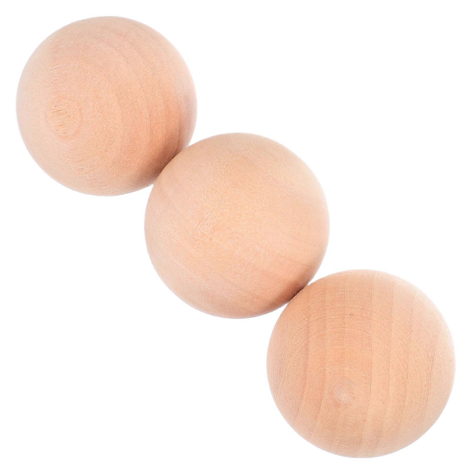 Small Wood Circles 3PCS Natural Wood Round Shape Craft Ball Unpainted Wood Balls For DIY Projects Gift Decoration Architectural Works