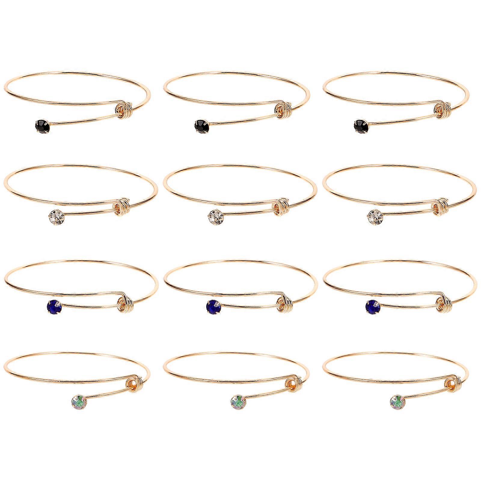 12pcs DIY Adjustable Wire Blank Bracelets Bangle Expandable for Jewelry Making