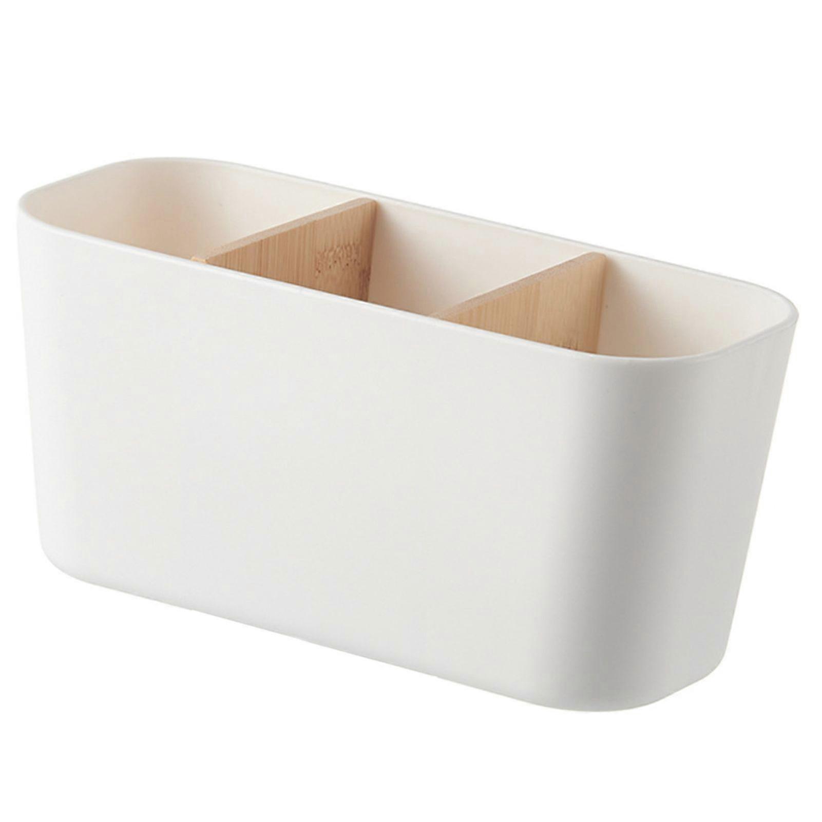 Multi-Compartment Desk Organizer Bamboo Remote Control Holder Storage Container for Sundries Vanity Stationery