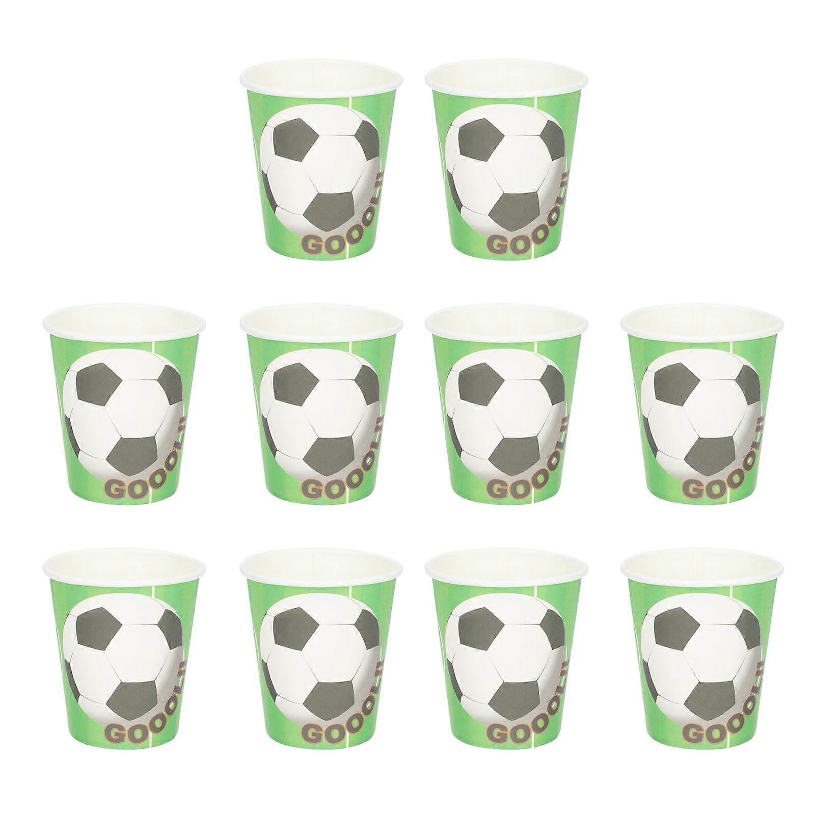 Football Design Paper Cups for Home Assorted Color PE Material Lightweight and Portable 50pcs