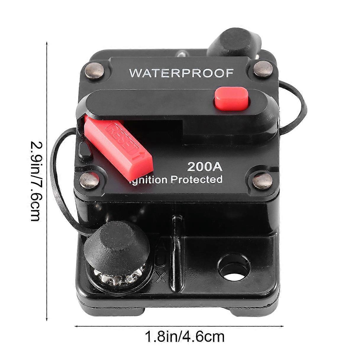200A High Amp Breaker Switch Waterproof Manual Reset Circuit Protection For Electrical Appliances Size 7.60X4.60X4.00CM 1 Set