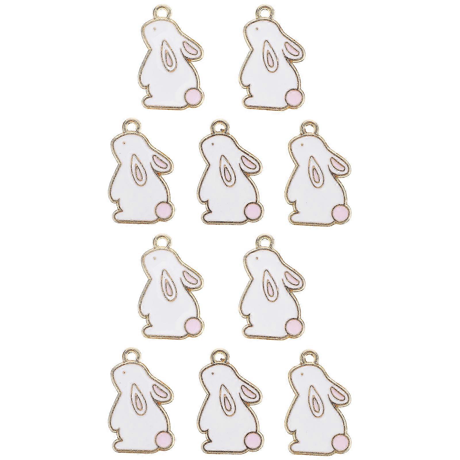 10pcs Cute Bunny Alloy Keychain Charms, Lightweight Durable Pendant for DIY Jewelry Making, Hanging Decor & Key Rings, Skin Friendly Design