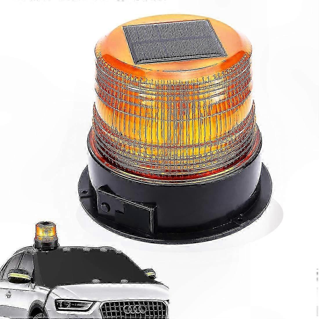 Solar-Powered LED Traffic Warning Light, 12V Wireless Magnetic Strobe for Road Safety