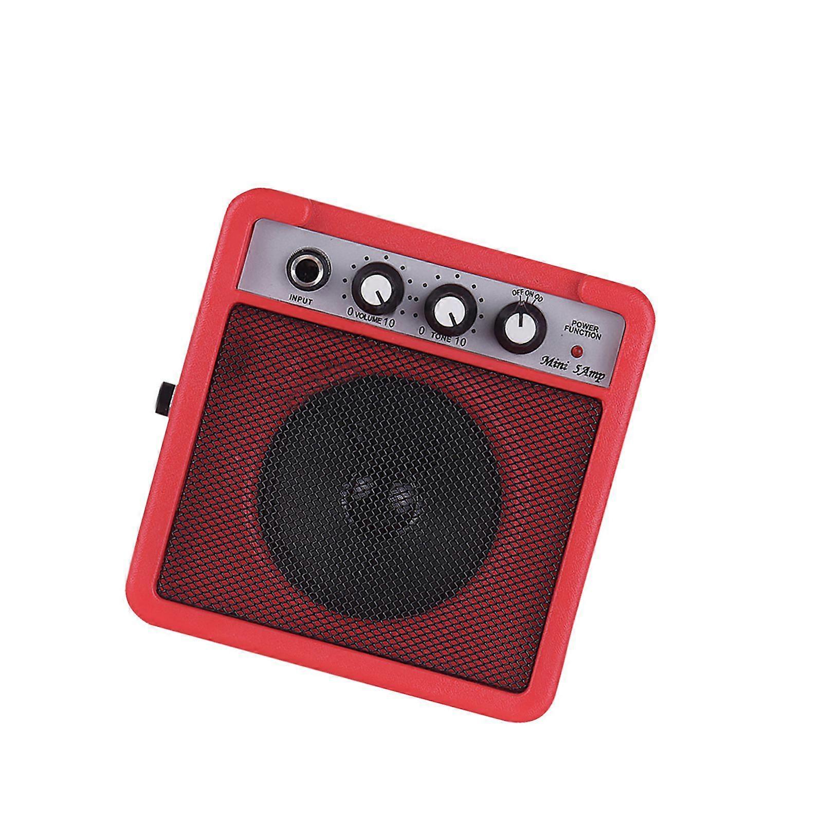 5W Mini Guitar Amplifier Amp Speaker with 3.5mm & 6.35mm Inputs 1/4 Inch Output Supports Volume Tone Adjustment Overdrive