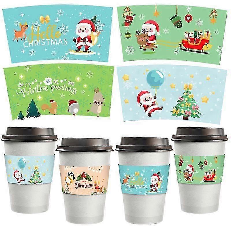 24 stykker Julekaffe Tekop ærmer Julekaffekop Tekop ærmer Julekop Papirjakke til varm chokolade