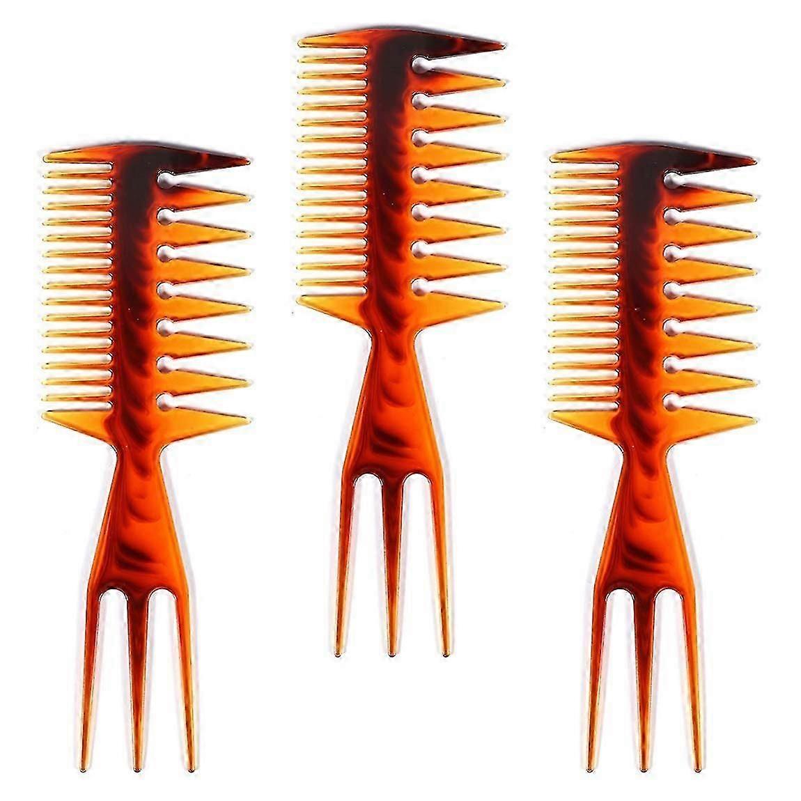 3pcs Fish Comb 3 In 1 Double Side Fish Tail Bone Shape Comb