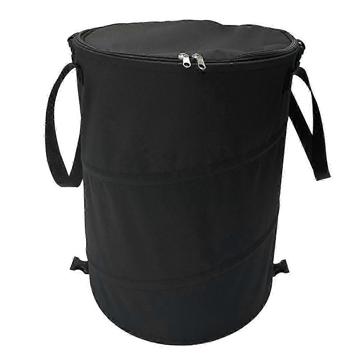 Camping Trash Can Foldable Portable Outdoor Garbage Bin Camping Supplies Garden Storage Bag Black