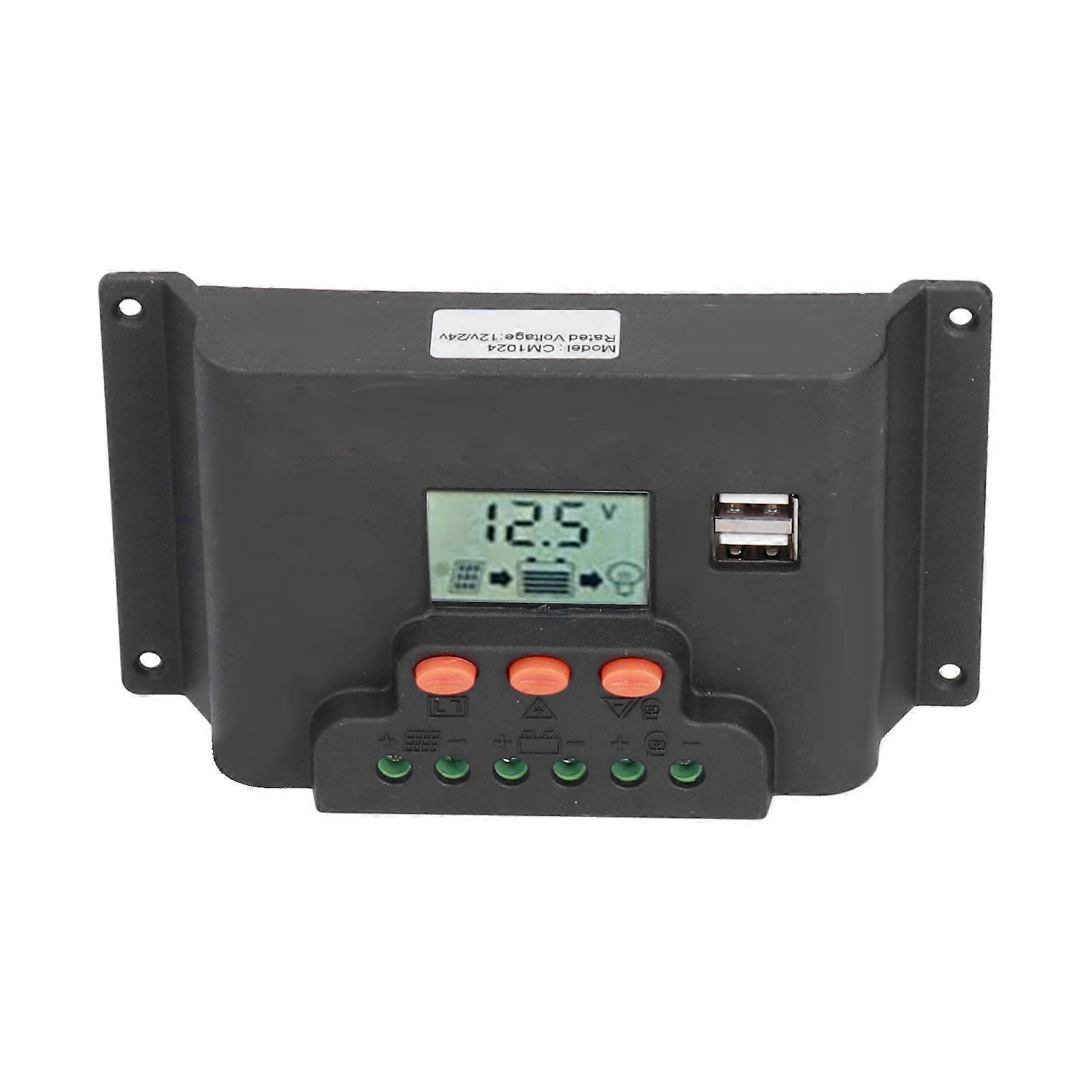 Solar Controller LCD 12/24V 10A PWM Adjustable Dual USB Port