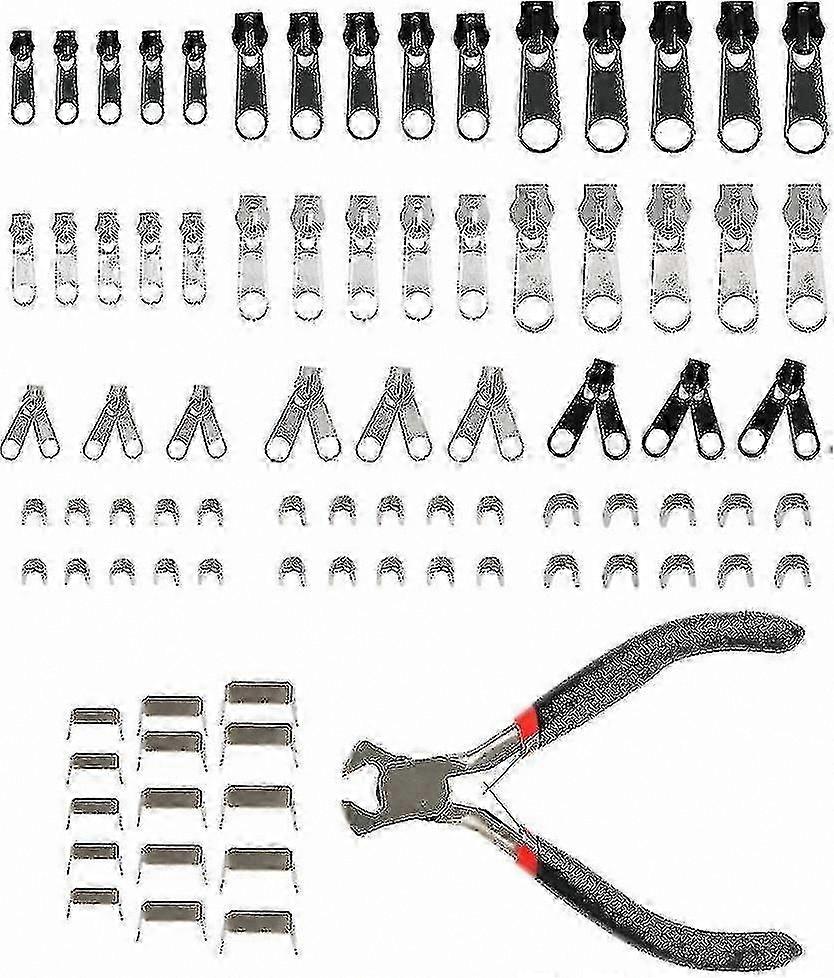 Zipper Repair Kit with Replacement Components and Pliers for Fixing Zippers