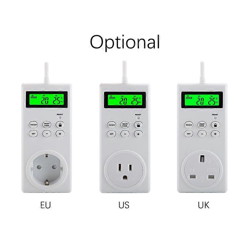Plug-in Thermostat Programmable Wireless Temperature Controlled Outlet Heating & Cooling Mode Built-in Temperature Sensor with LCD Backlight Digital D
