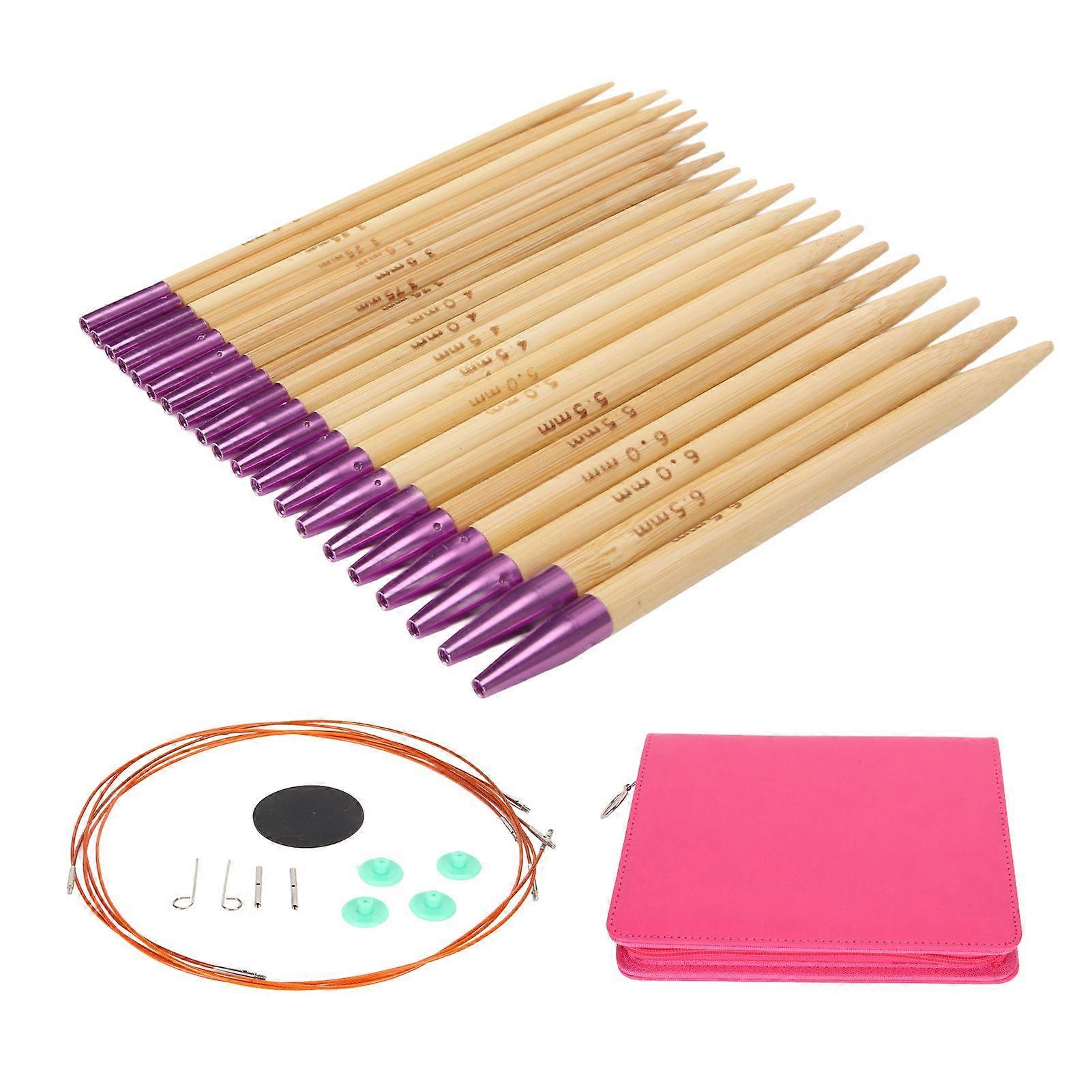 10 Pairs Circular Knitting Needles Interchangeable Ergonomic Handle Crochet Needle Set with Storage Bag