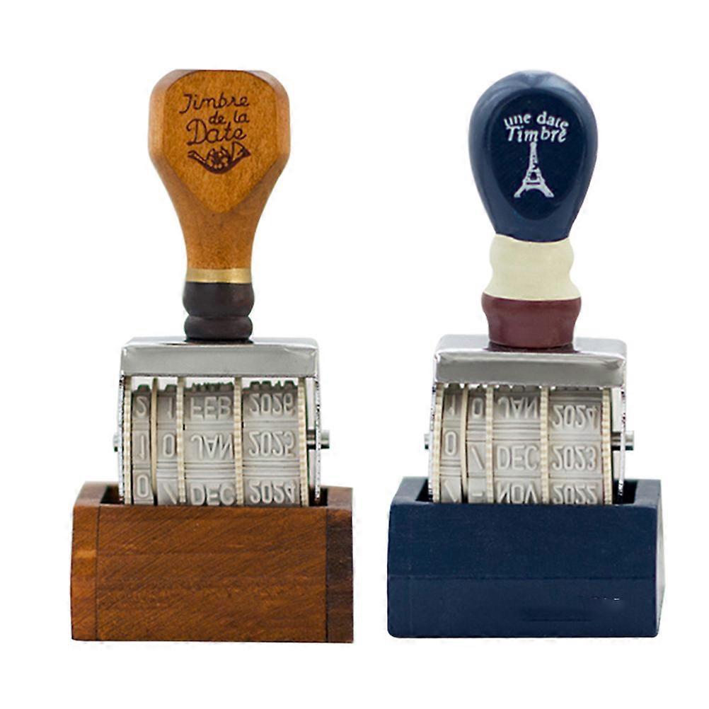 Stamp for Scrapbooking and Daily Use with Wood and Metal Material Assorted Color 2 Pieces