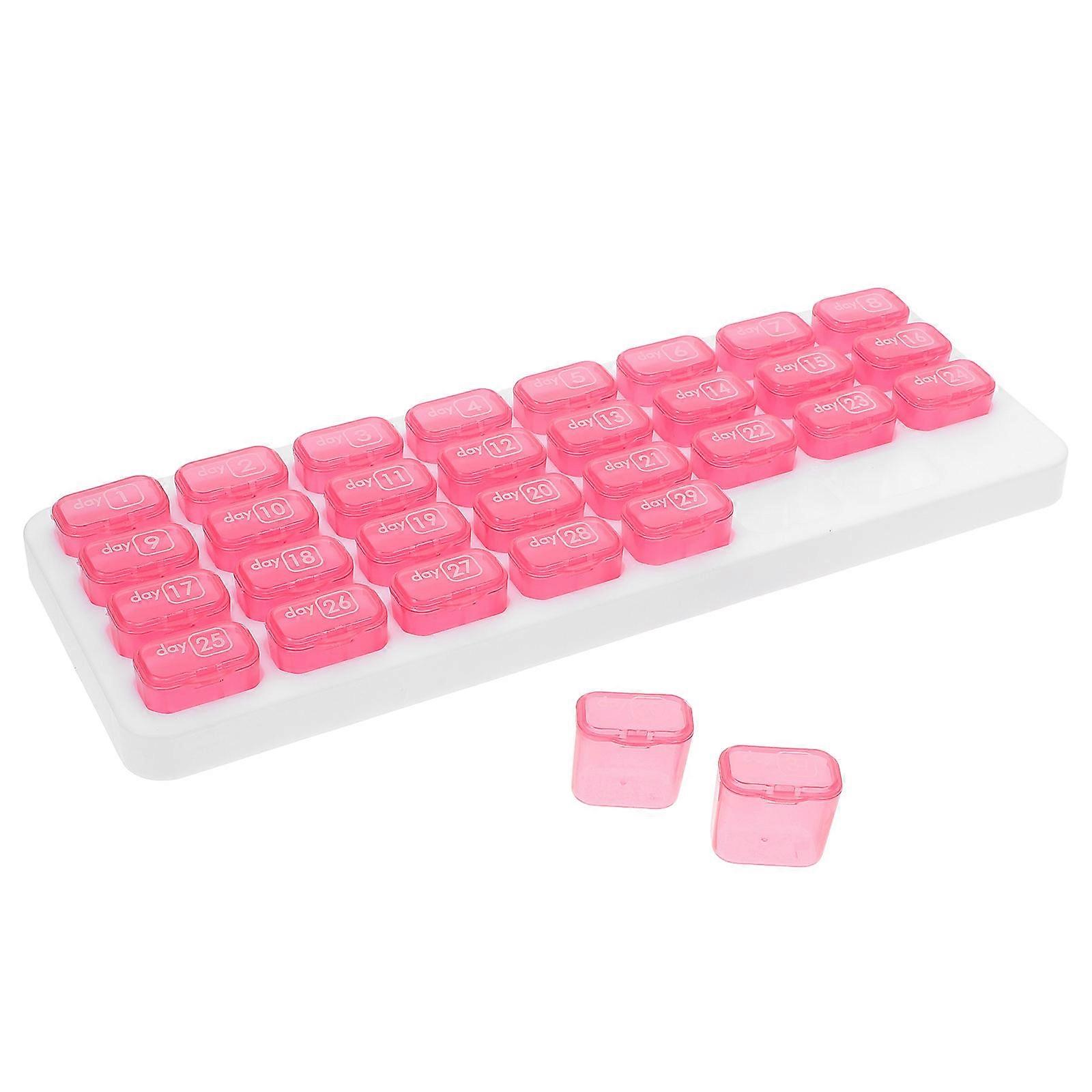 Monthly Medicine Box For Daily Routine Use With Individual Compartments In Red Color For Efficient Medication Management 1 Set