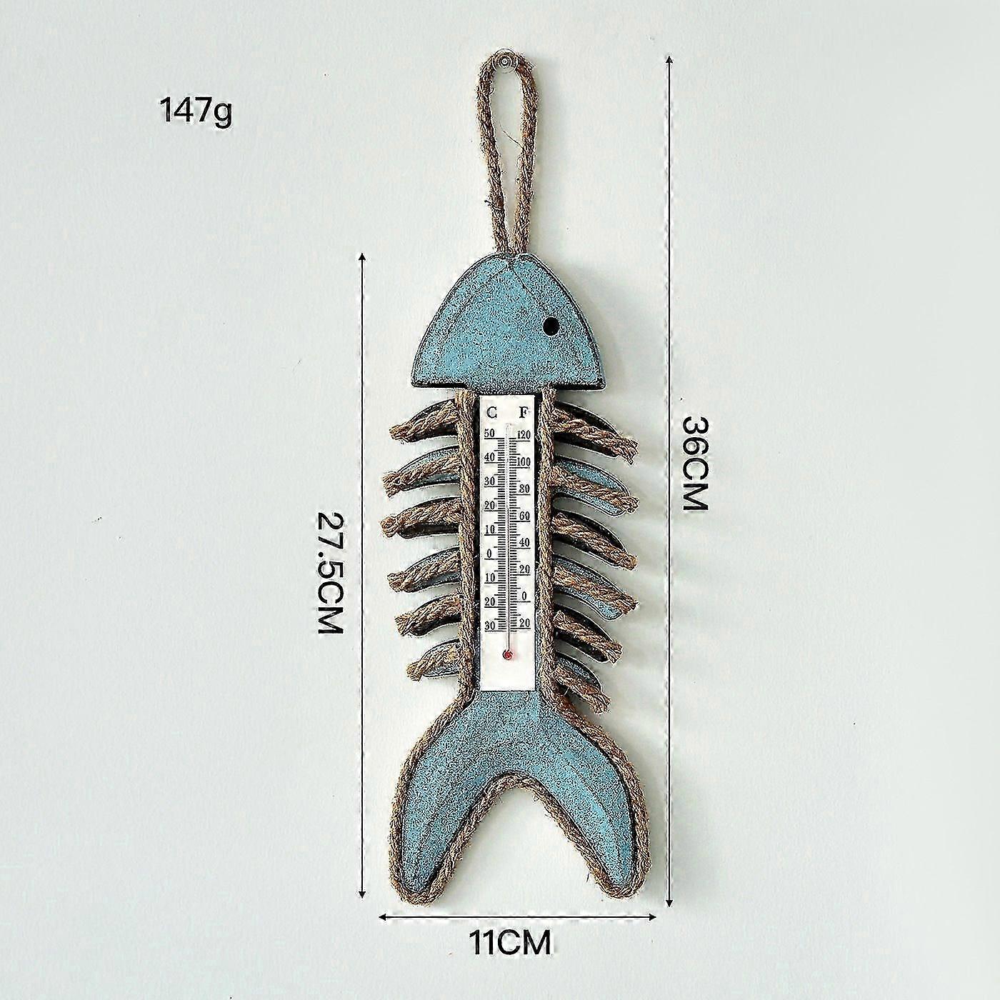 壁掛け温度計:魚の骨温度計屋内屋外ホームガーデンオフィスデコレーション用の壁掛け温度計