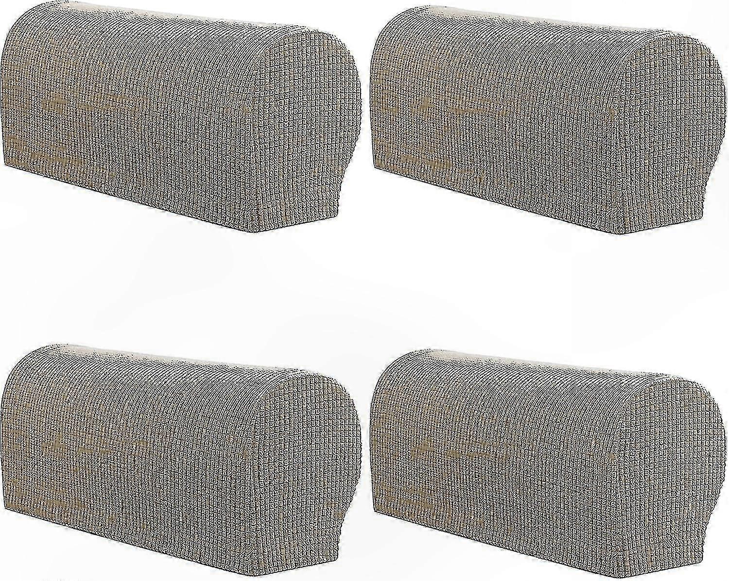 Black Stretch Sofa Armrest Covers, Set of 4, Non-Slip Protective Sleeves for Chairs and Couches