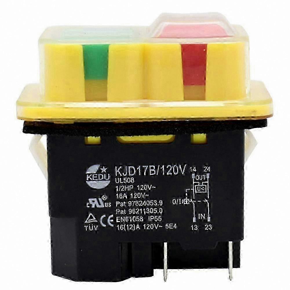 Waterproof 120V/16A 4-Pin Push Button Electromagnetic Switch for Power Tools