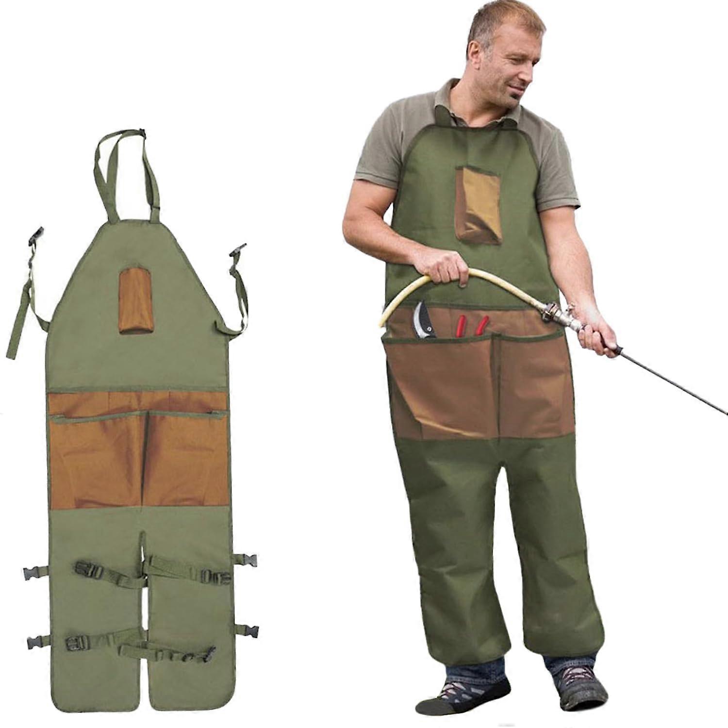 Gardening Tool Apron Oxford Fabric Waterproof Adjustable MultiPurpose Apron For DIY Potting Woodwork Yard Work Brown
