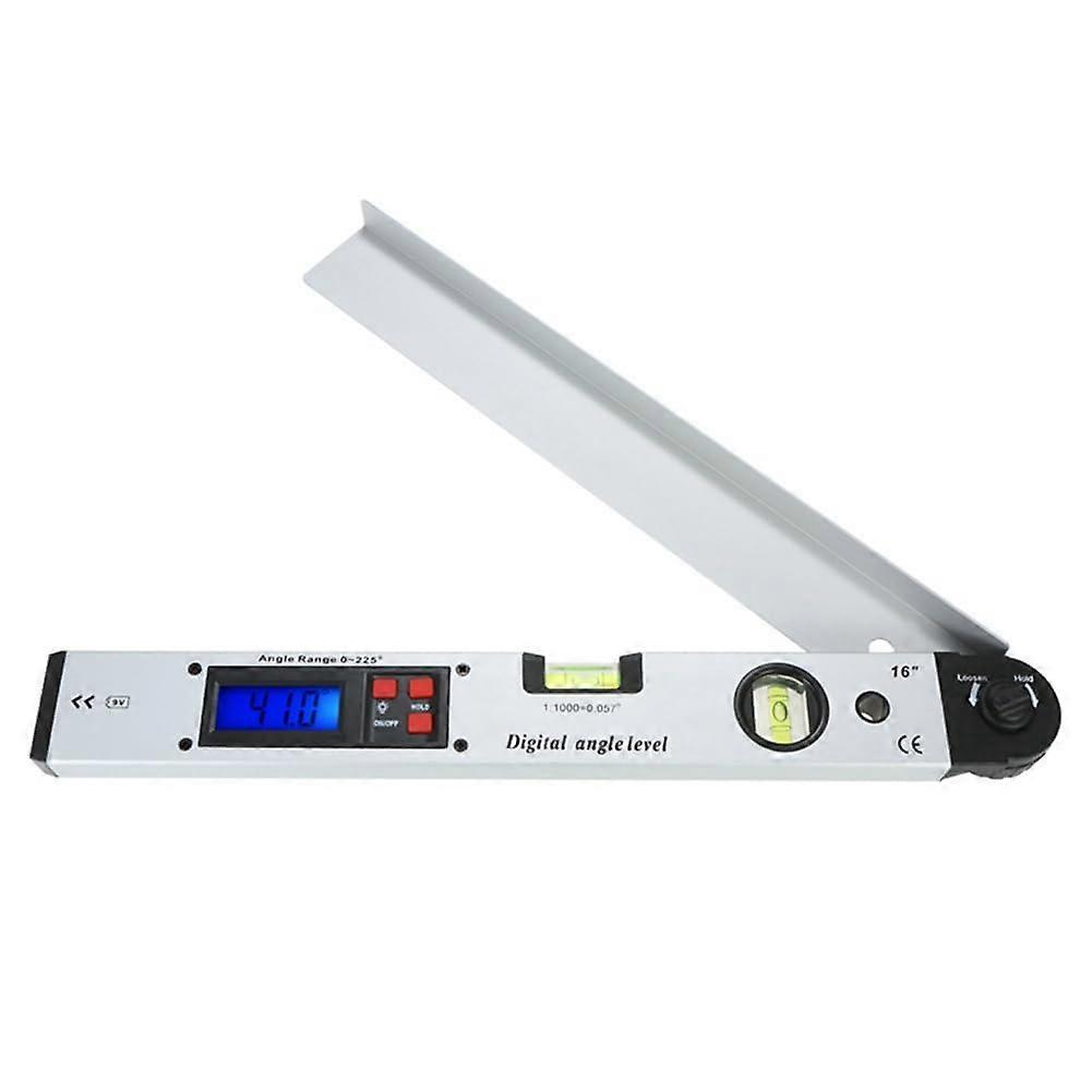 Digital Protractor Angle Finder Gauge Meter 0225 Degrees Aluminum Alloy Silver Horizontal Vertical Angle Level Ruler