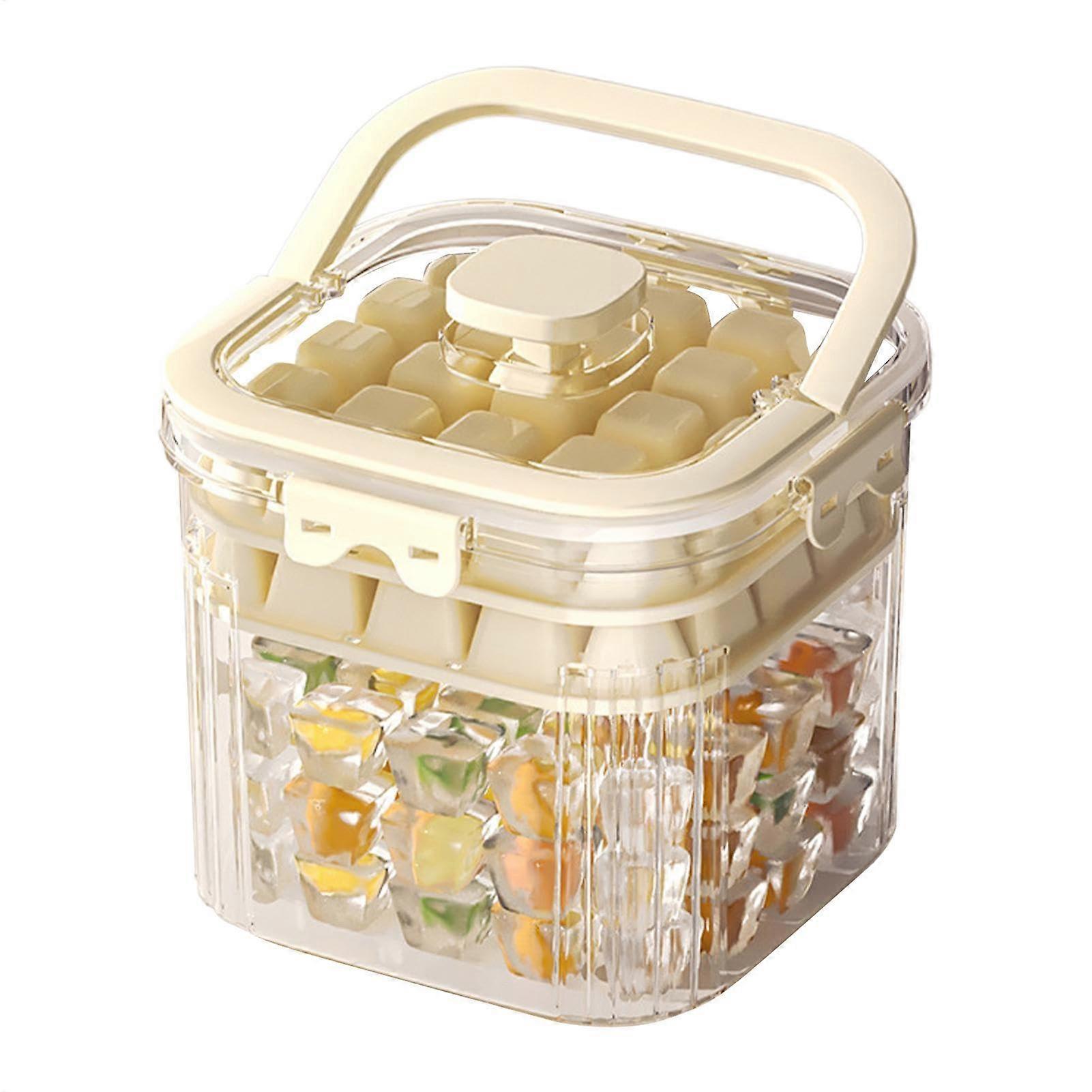 Portable Ice Bucket Ice Block Container With Sealed Lid, 2 Molds, Heavy Duty Ice Accelerator, Easy Carry With Spoon