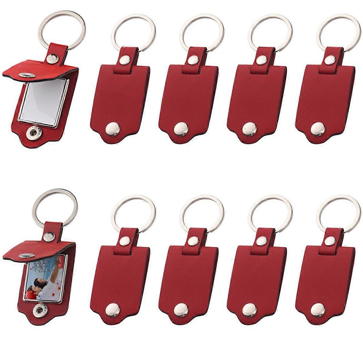 10 Pcs Sublimation Keychain Blanks Bulk, PU Leather Key Chains Heat Transfer- Key Rings for DIY Pho