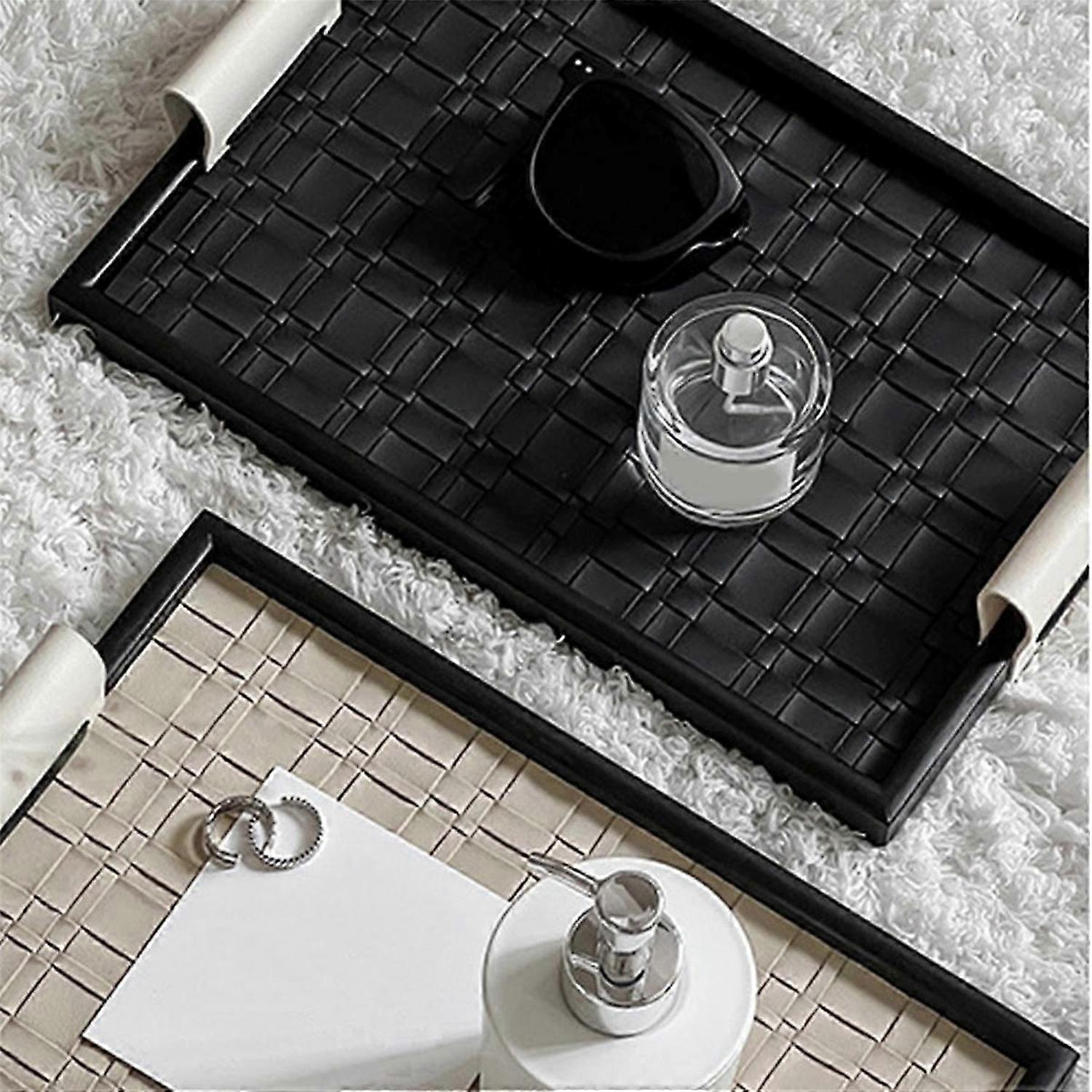 Leather Tray Key Bowls for Entry Table,Desktop Organizer Tray,B