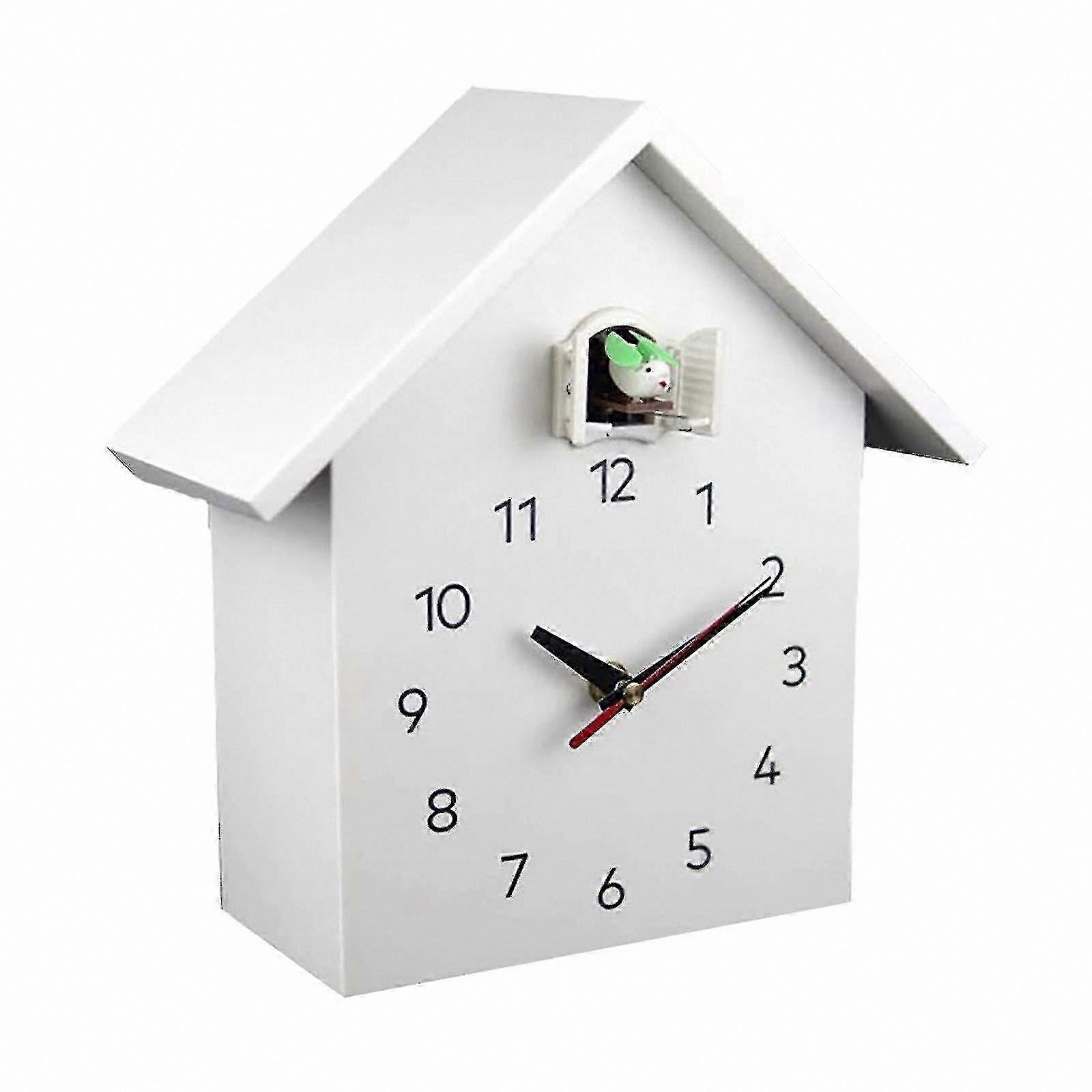 White Birdhouse Cuckoo Clock with Minimalist  Design