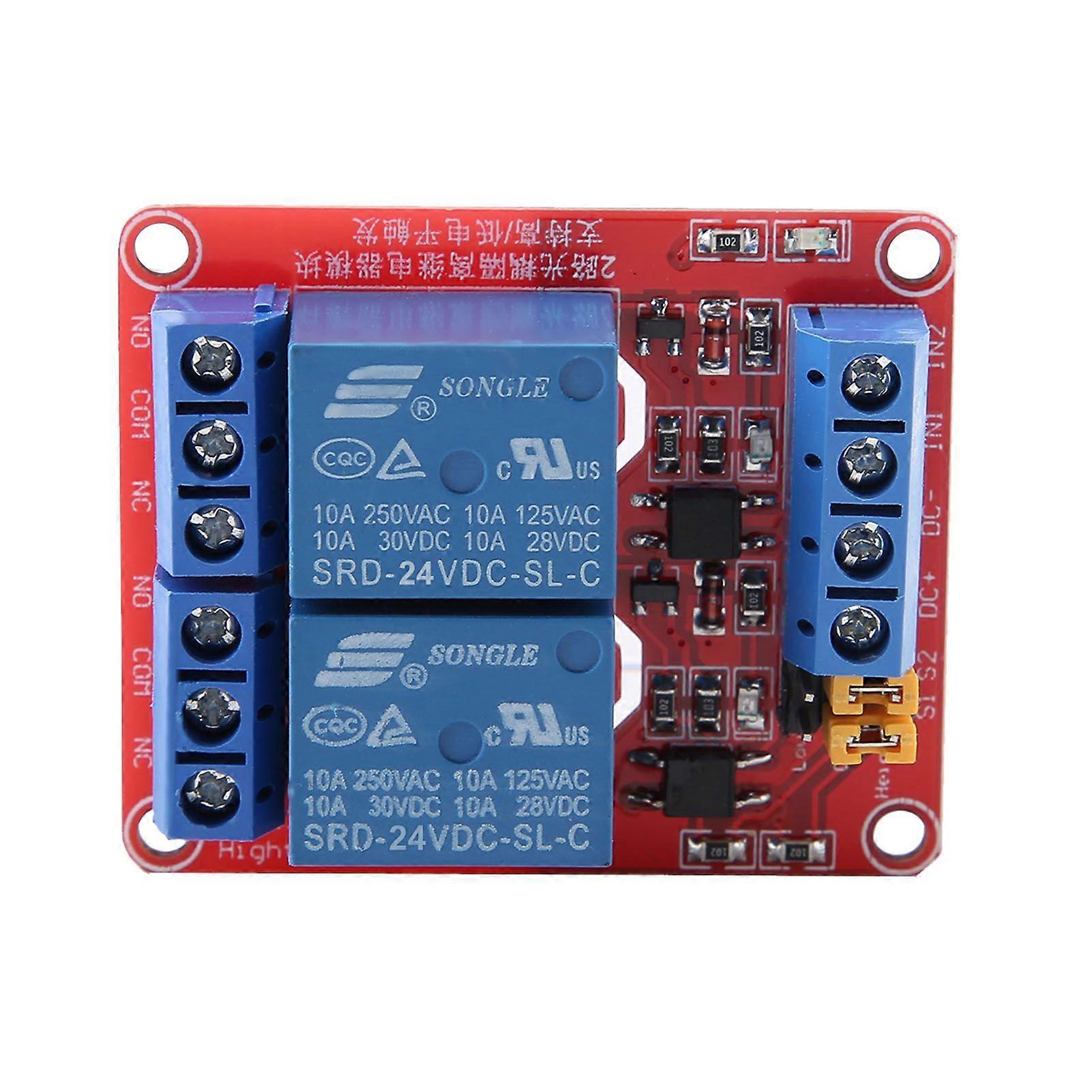 2 Channel Relay Module with Optocoupler Isolation High and Low Level Trigger(24V)