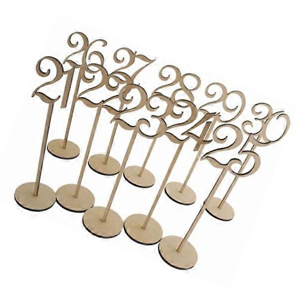 Wooden Table Numbers for Wedding Use Including Holder Base 10Pcs