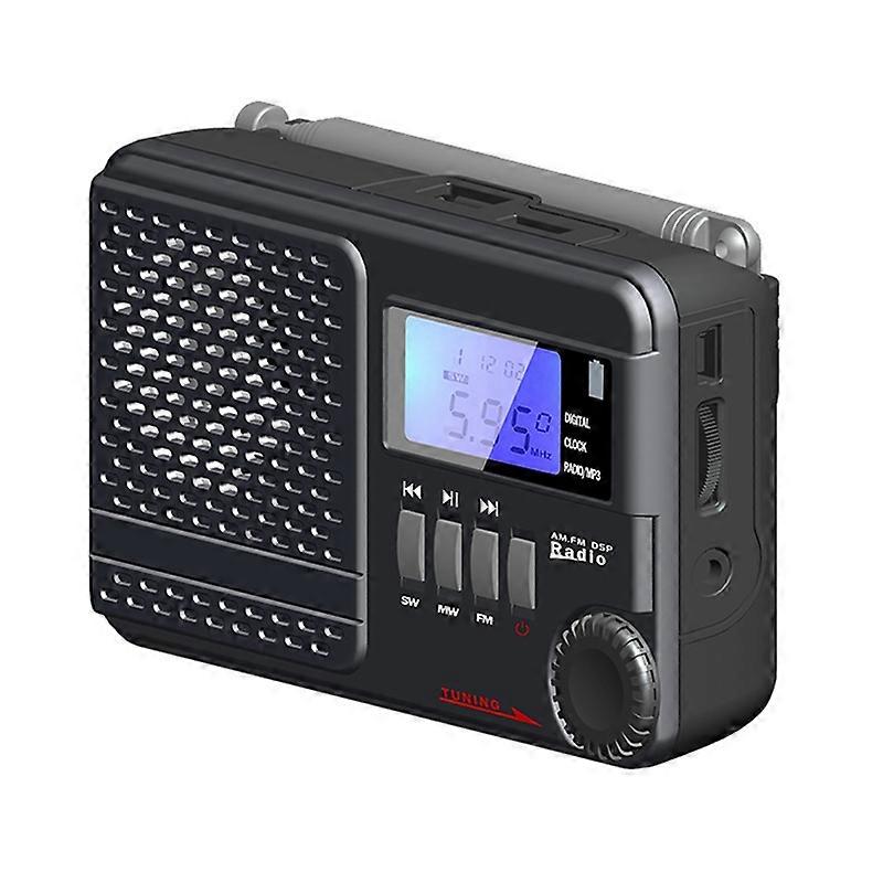 Rechargeable Battery Operate Portable AM/FM/SW Radio With MP3, Sleep USB Flash,Micro SD Transistor Pocket Clock