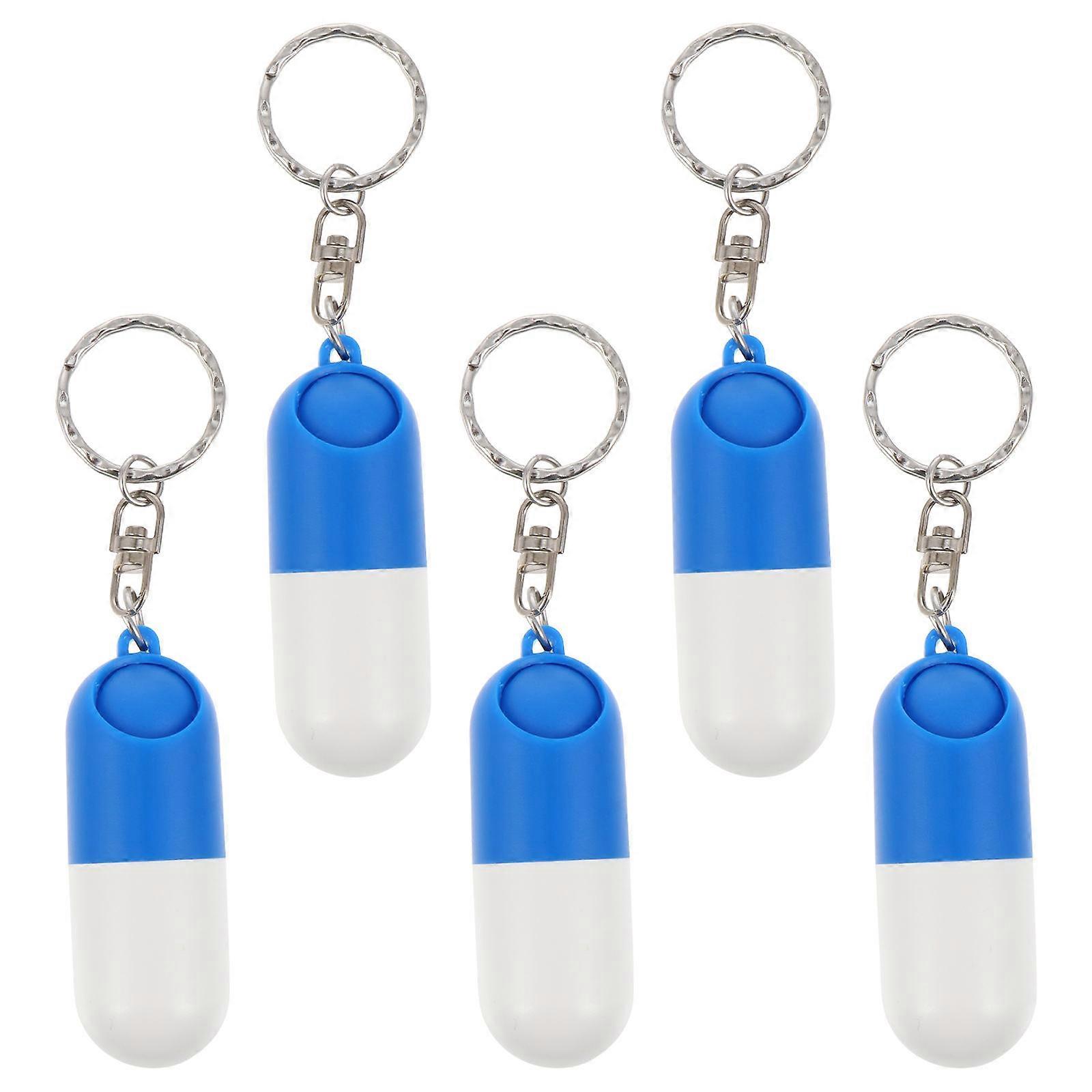 Durable ABS Capsule Style Pill Cases with Key Chains for Daily Use 5Pcs