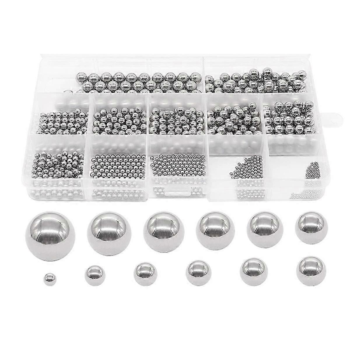 600Pcs 12 μπάλες χάλυβα ακριβείας ανοξείδωτου μεγέθους 1-8mm μετρική ποικιλία σφαιρών ρουλεμάν ποδηλάτων Κ