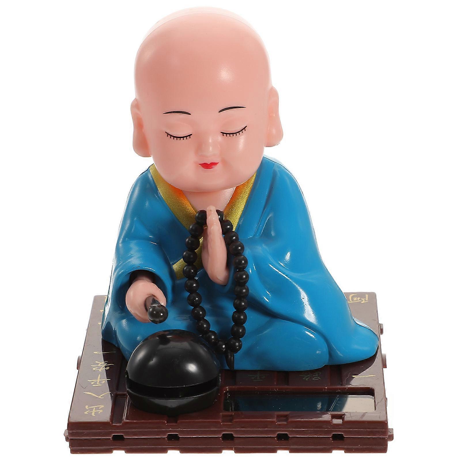 Car Dashboard Decoration Monk Figurine Solar Powered 3Pcs for Interior Adornment